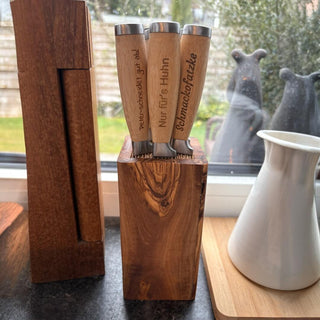 Geschenkset Frühstücksbrett aus Bambus mit Universalmesser