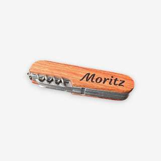 Multifunktions-Taschenmesser aus Edelstahl mit Holzgriff