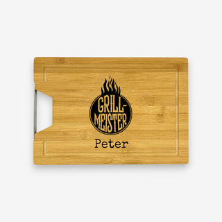 Schneidebrett aus Bambus Motiv Grillmeister