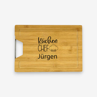 Schneidebrett aus Bambus Motiv Küchenchef