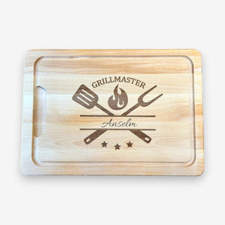 Schneidebrett aus Buchenholz Motiv Grillmaster