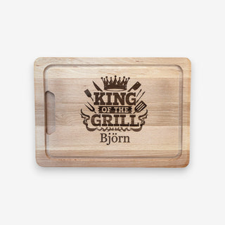 Schneidebrett aus Buchenholz Motiv King of the Grill