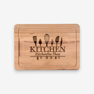 Schneidebrett aus Buchenholz Motiv Kitchen