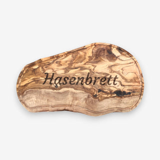 Schneidebrett aus Olivenholz mit rustikalem Rand und Saftrille