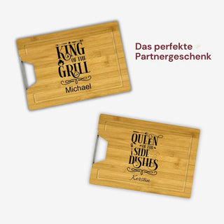 Geschenkset zwei Schneidebretter aus Bambus für Paare