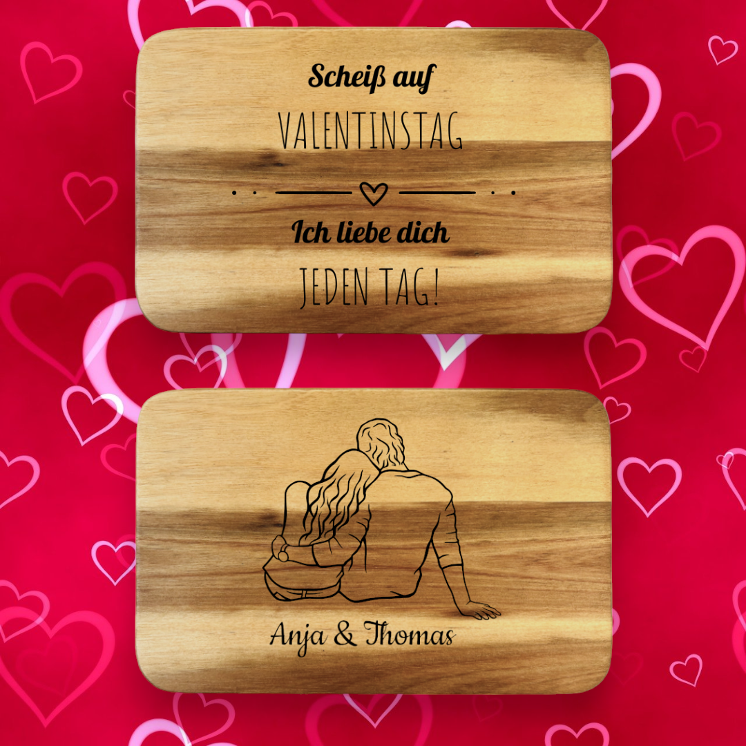 2er Set Frühstücksbrettchen für Paare zum Valentinstag