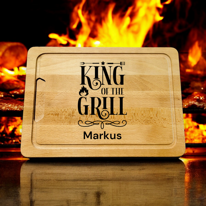 2er Set Schneidebretter aus Buchenholz für Paare - King of the Grill & Queen of the Sidedishes - gerngeschenkt