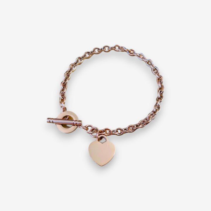 Armband für Damen mit Herzanhänger aus hochglänzendem Edelstahl