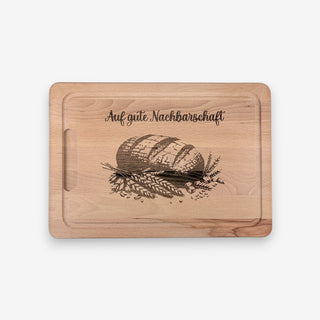 Personalisierbares Schneidebrett aus Buchenholz Motiv Brot