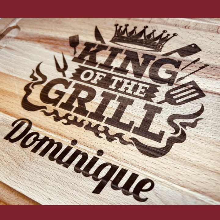 Schneidebrett mit Saftrille aus Buchenholz - King of the Grill