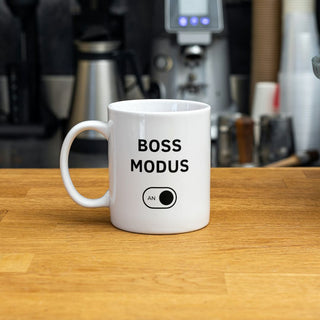 Tasse mit Spruch Boss Modus an