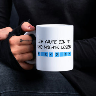 Tasse mit frechem Spruch Ich kaufe ein "I"