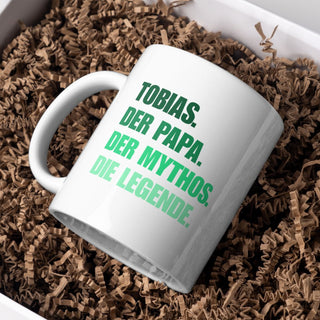 Personalisierbare Tasse für Papa - Der Papa. Der Mythos. Die Legende.