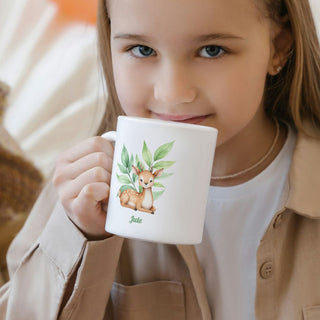 Personalisierbare Tasse für Kinder mit niedlichen Waldtieren