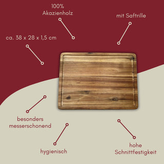 Geschenkset zwei Schneidebretter aus Akazienholz für Paare