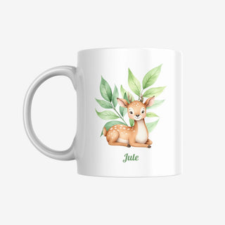 Personalisierbare Tasse für Kinder mit niedlichen Waldtieren