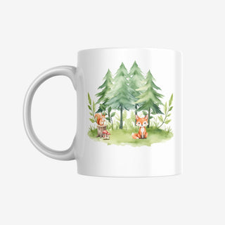 Personalisierbare Tasse für Kinder mit niedlichen Tieren im Wald