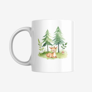Personalisierbare Tasse für Kinder mit niedlichen Tieren im Wald
